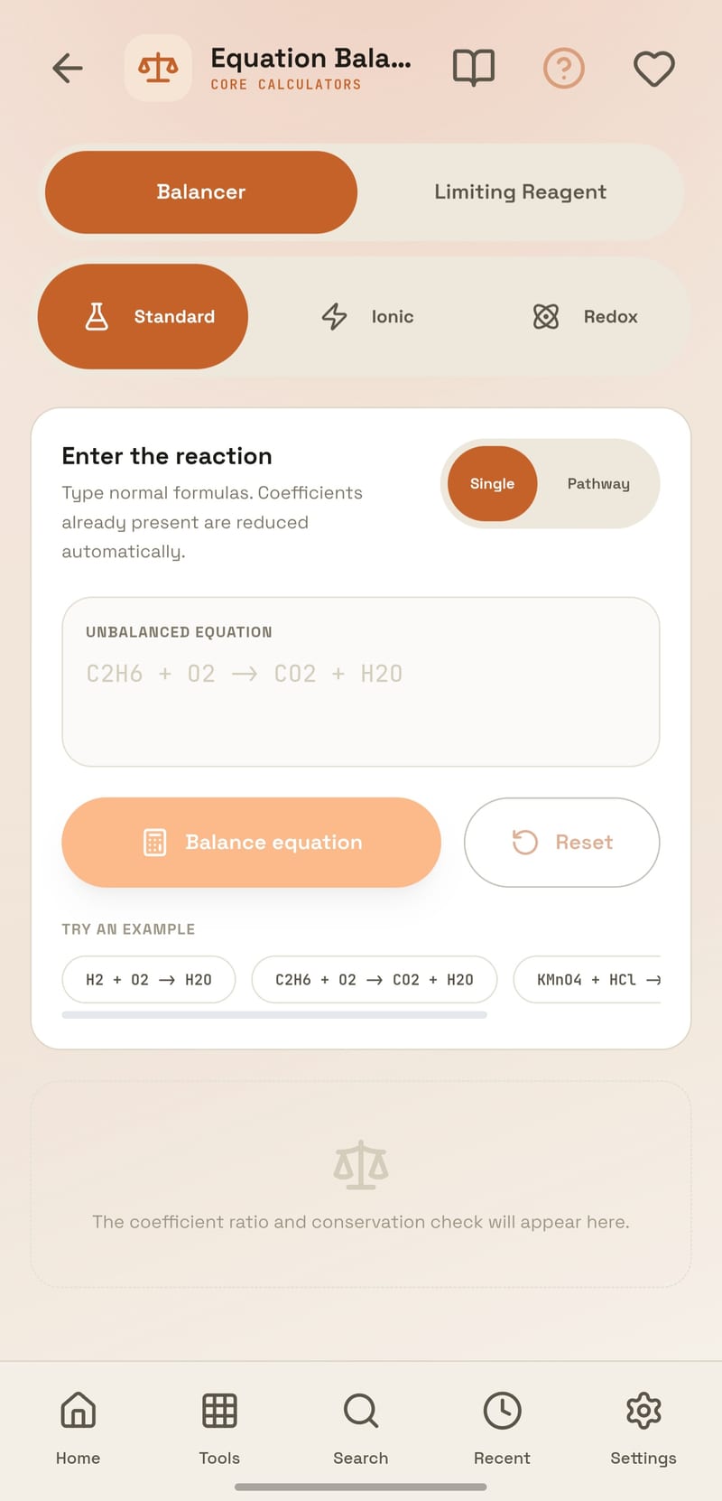 ChemEase on Android — Standard, ionic and redox