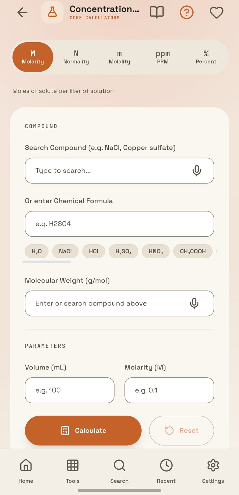 ChemEase on Android — Molarity to ppm in one hub