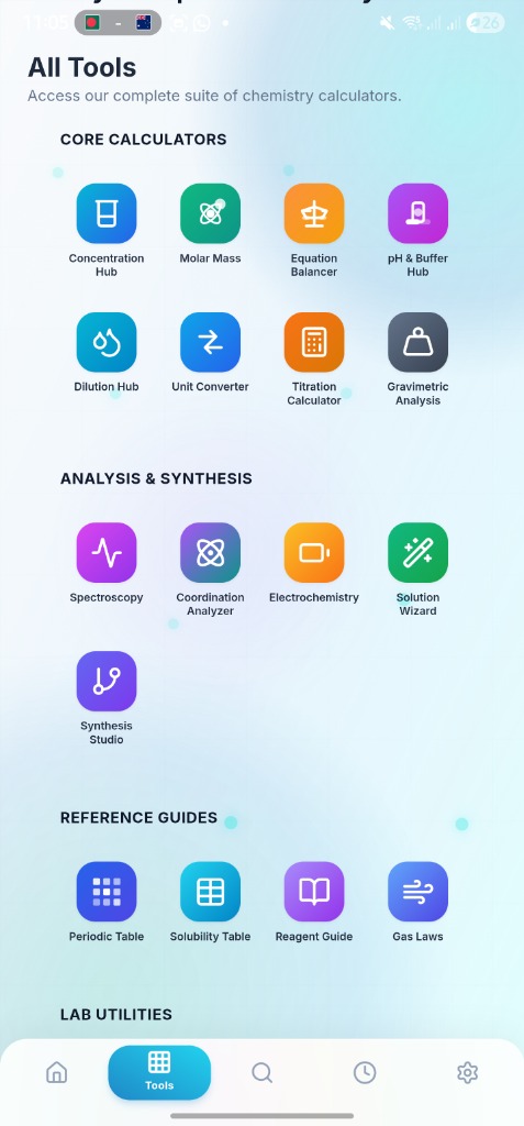 All tools menu
